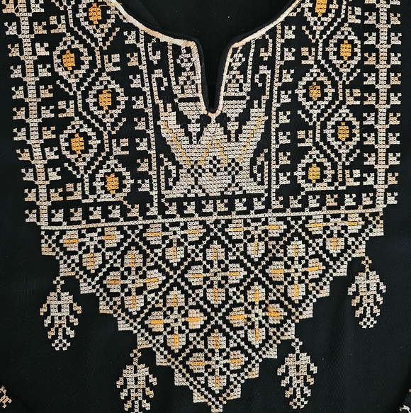 Abyaa Black Embroidered Abaya Dress Made in Jordan Modest Ramadan Eid Kaftan SzS - Picture 7 of 15